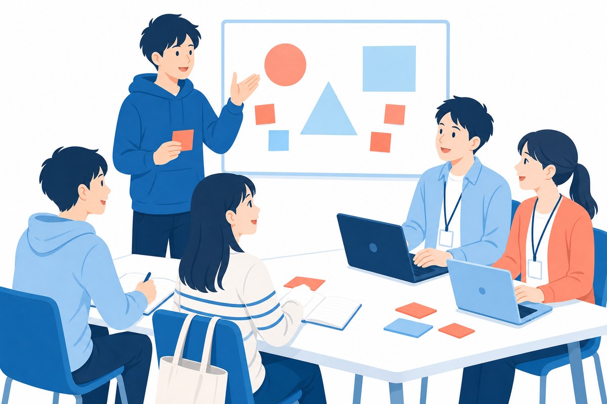 アイデアを発表する学生