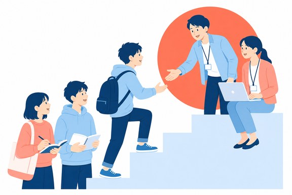一歩踏み出す学生と迎えるスタートアップの社員